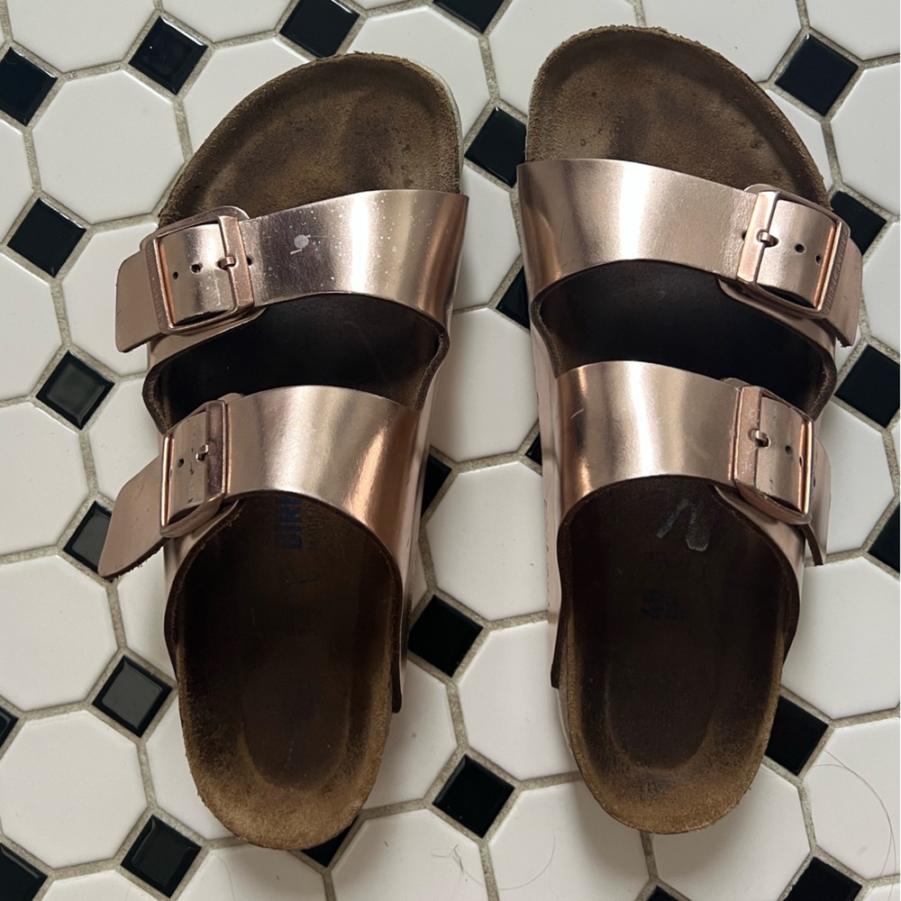 Rose Gold Metallic Birkenstock Sandals Sz 40